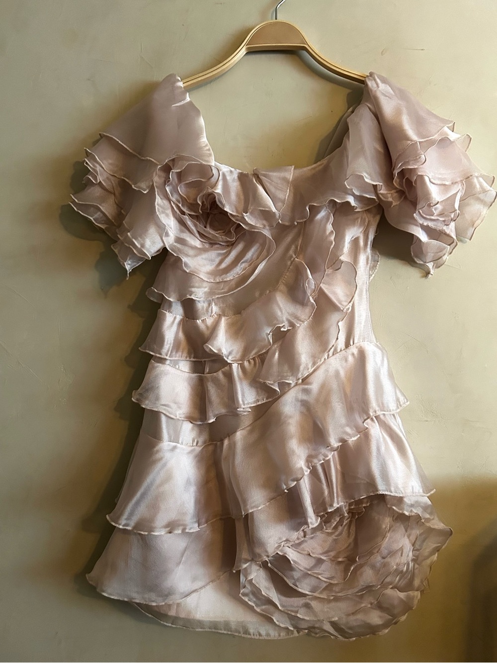 Adorable Blush Ruffle Cocktail Dress